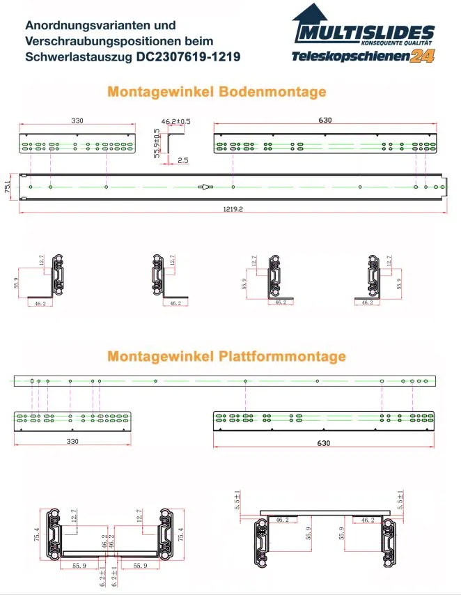 Verschraubungspositionen für Artikel DC2307619-1219