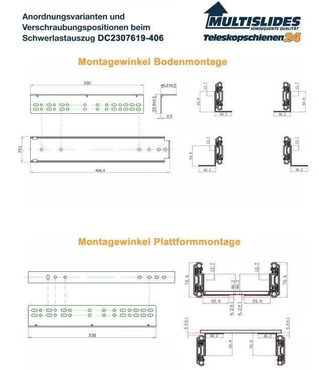Verschraubungspositionen für Artikel DC2307619-406