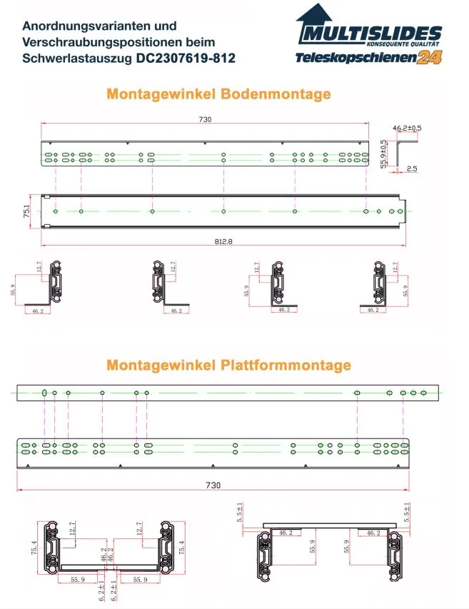 Verschraubungspositionen für Artikel DC2307619-812