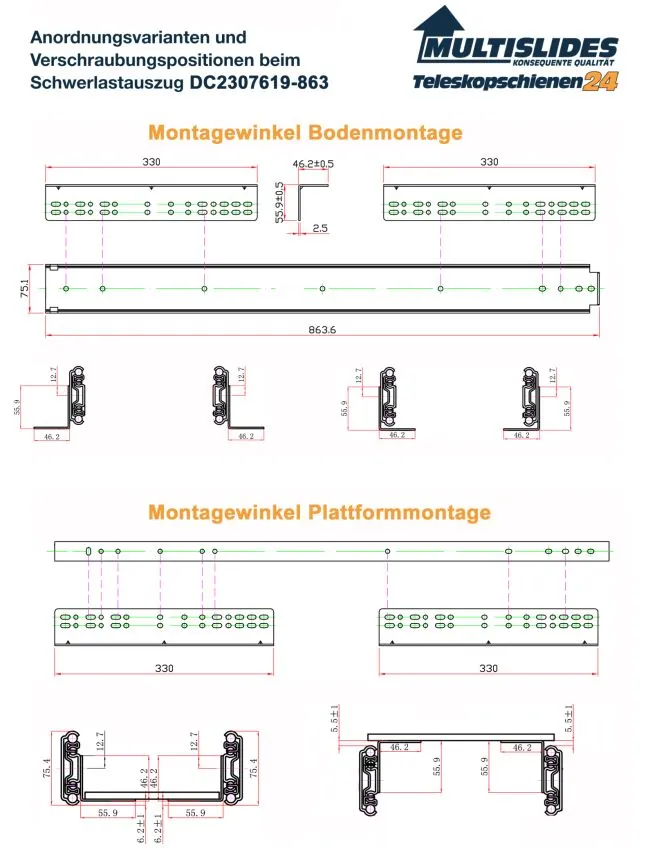Verschraubungspositionen für Artikel DC2307619-863