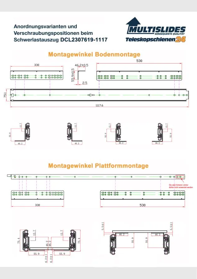 Verschraubungspositionen für Artikel DCL2307619-1117