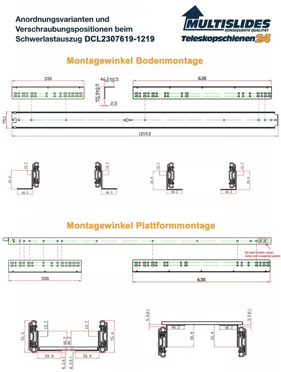Verschraubungspositionen für Artikel DCL2307619-1219