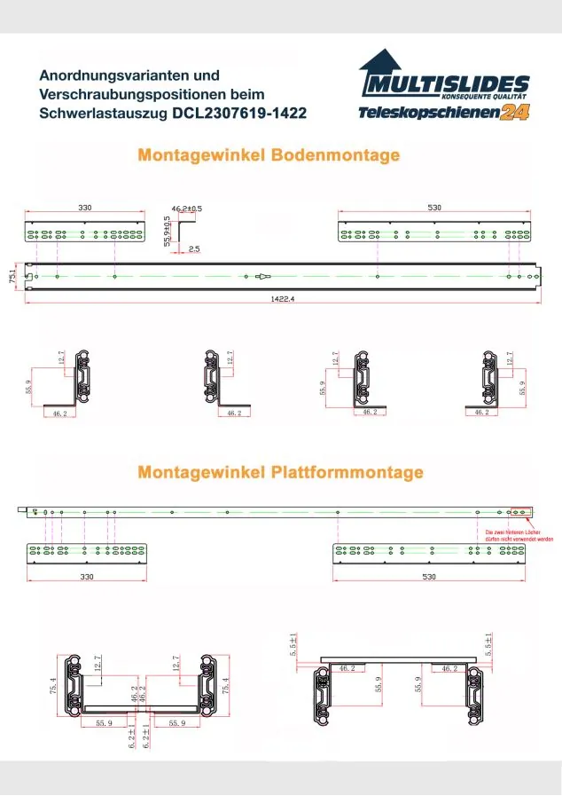 Verschraubungspositionen für Artikel DCL2307619-1422