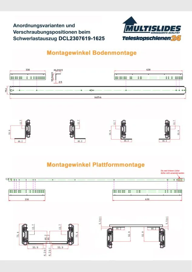 Verschraubungspositionen für Artikel BL-DCL2307619-1625