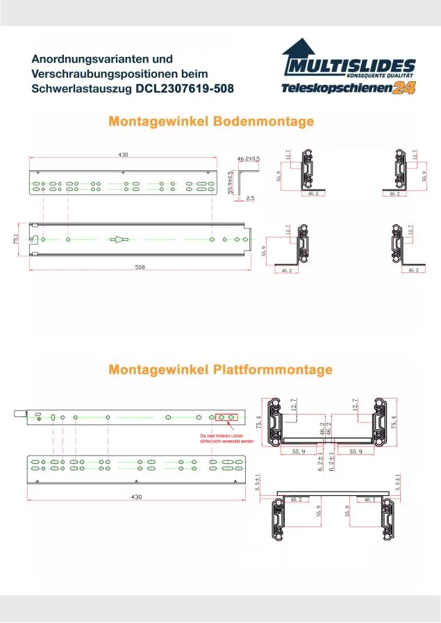 Verschraubungspositionen für Artikel BL-DCL2307619-508