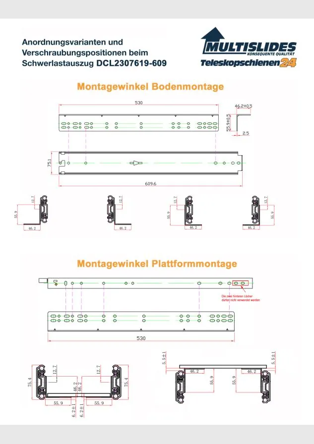 Verschraubungspositionen für Artikel DCL2307619-609