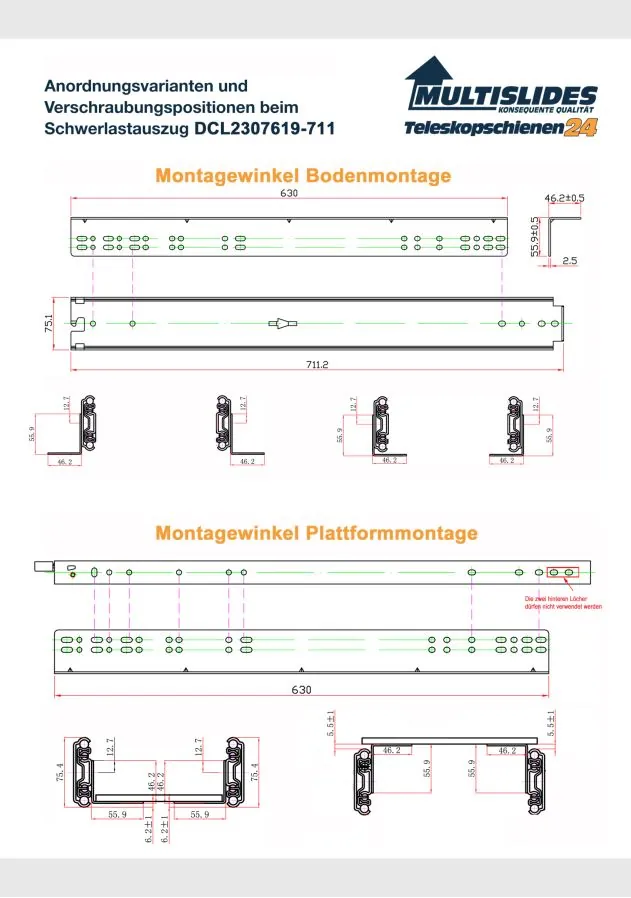Verschraubungspositionen für Artikel DCL2307619-711