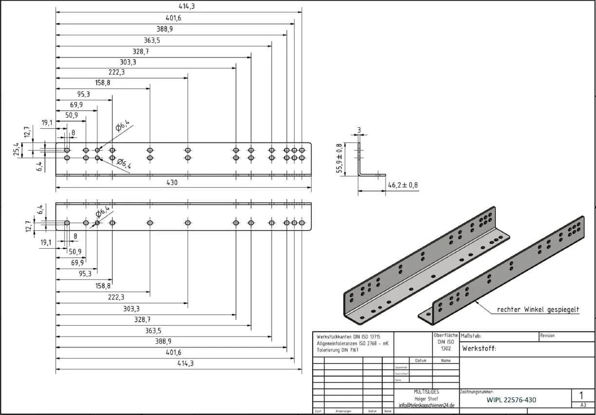 Disegno tecnico Set di staffe di montaggio WIPL 22576-430