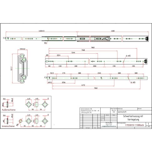 Schwerlastauszug 1705819-1100mm mit Verriegelung, € 100,00 