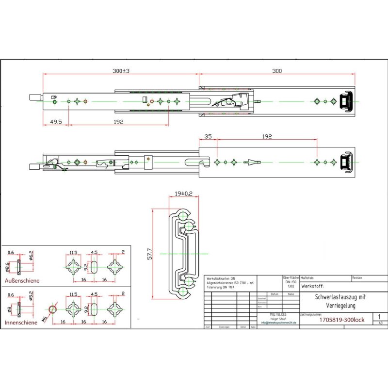 Schwerlastauszug 1705819-300mm mit Verriegelung, € 52,00